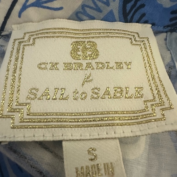 CK Bradley x Sail to Sable Sleeveless Blouse S Blue White Cotton Button Back - Picture 4 of 9